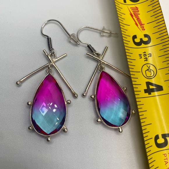 Tourmaline & Sterling Silver Earrings - Picture 4 of 5